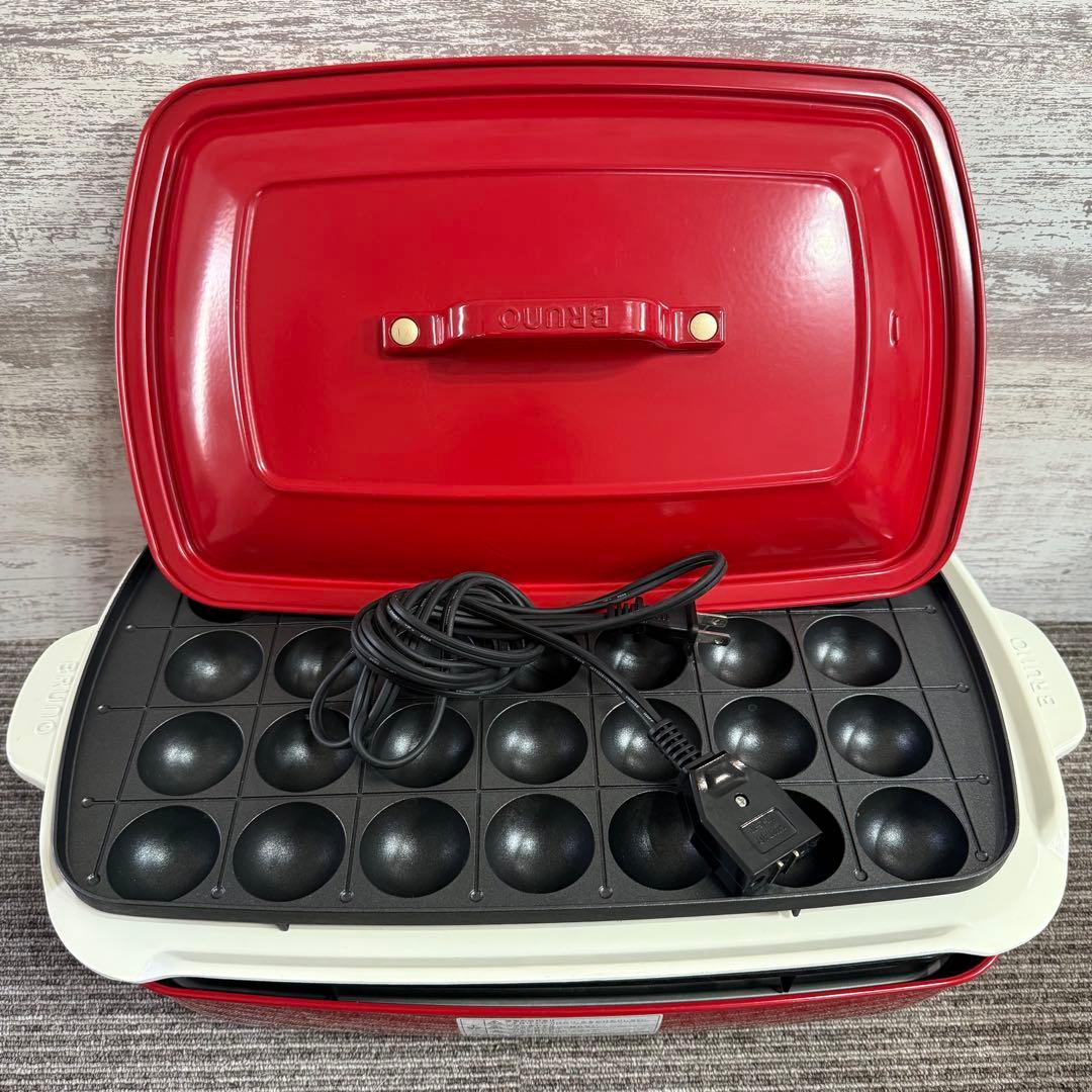 ホットプレート 2分割トレイ たこ焼きプレート付き ブルーノ グランデ 赤