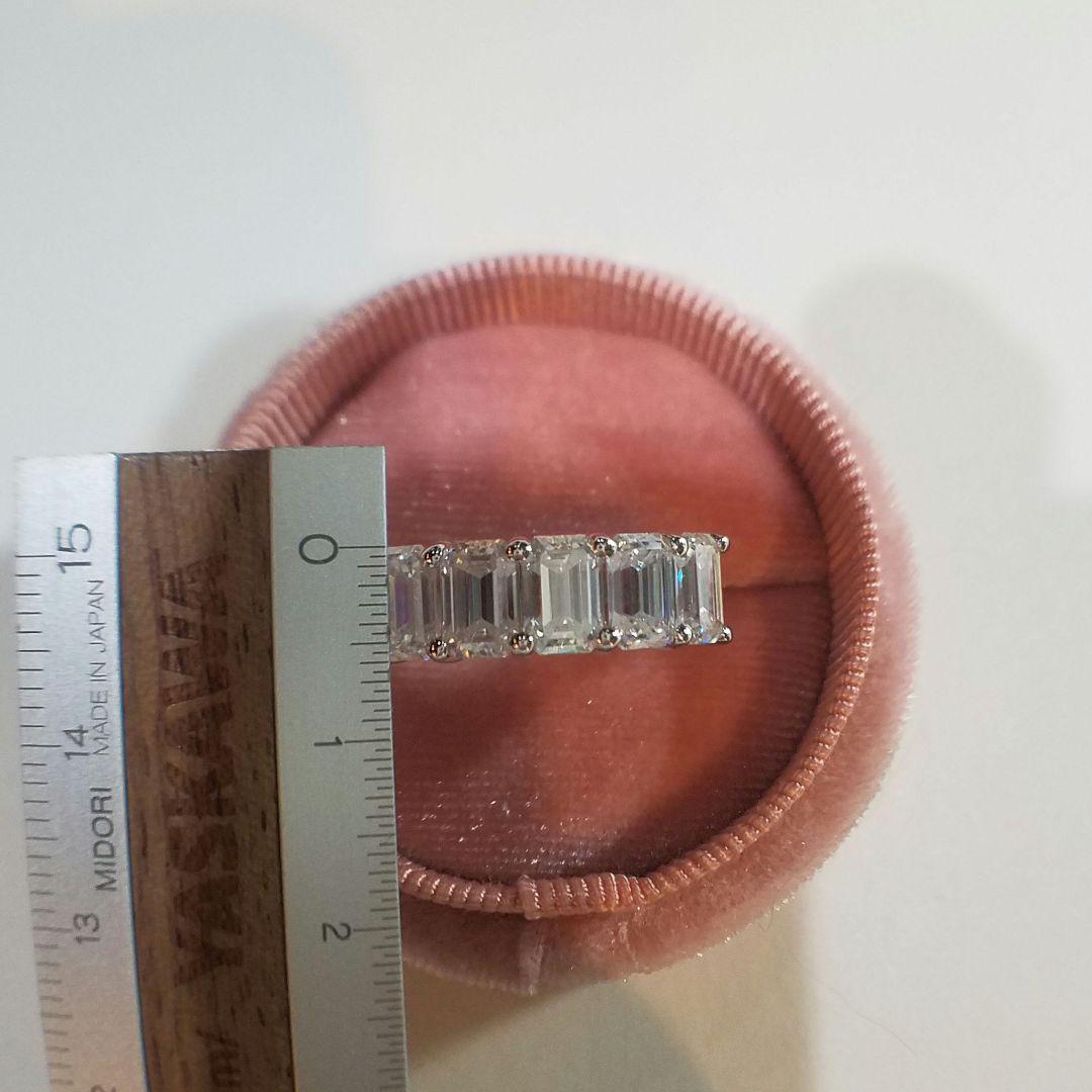 新作リング♡最高級モアサナイト エメラルドカットハーフエタニティ