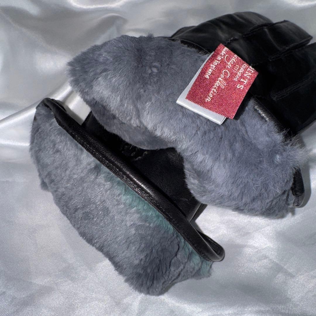DENTS デンツ　 ラビットファー　レザーグローブ　手袋　ブラック