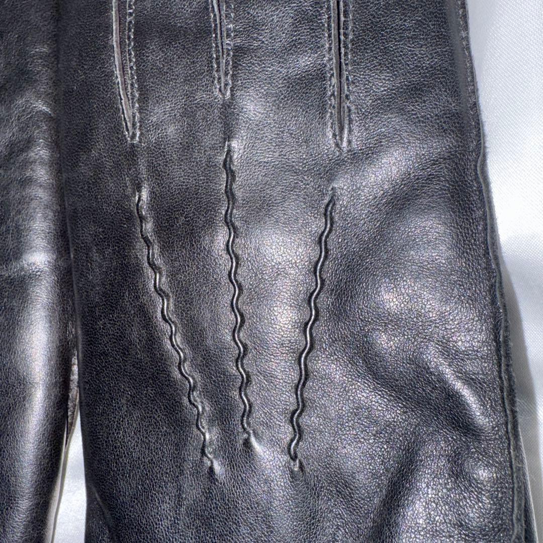 DENTS デンツ　 ラビットファー　レザーグローブ　手袋　ブラック