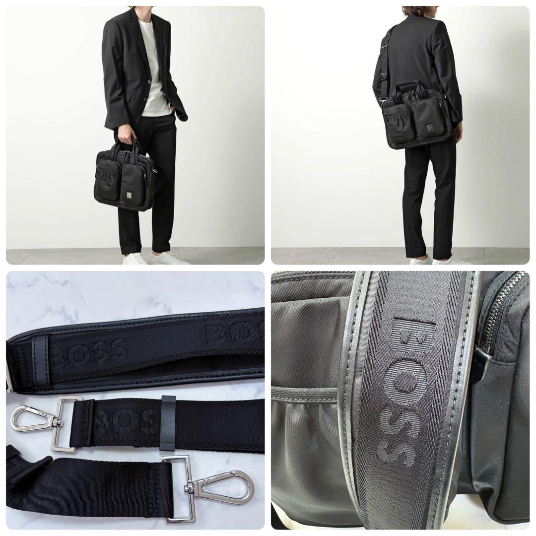 美品 HUGO BOSS ビジネスバッグ ブリーフケース 2WAY ナイロン 黒