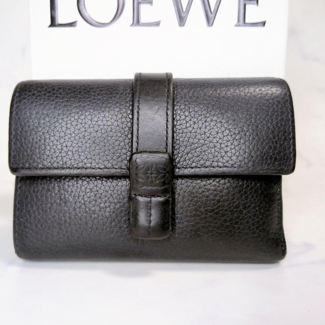 ロエベ バーティカルウォレット 三つ折り財布 アナグラム ブラック 黒 箱付き