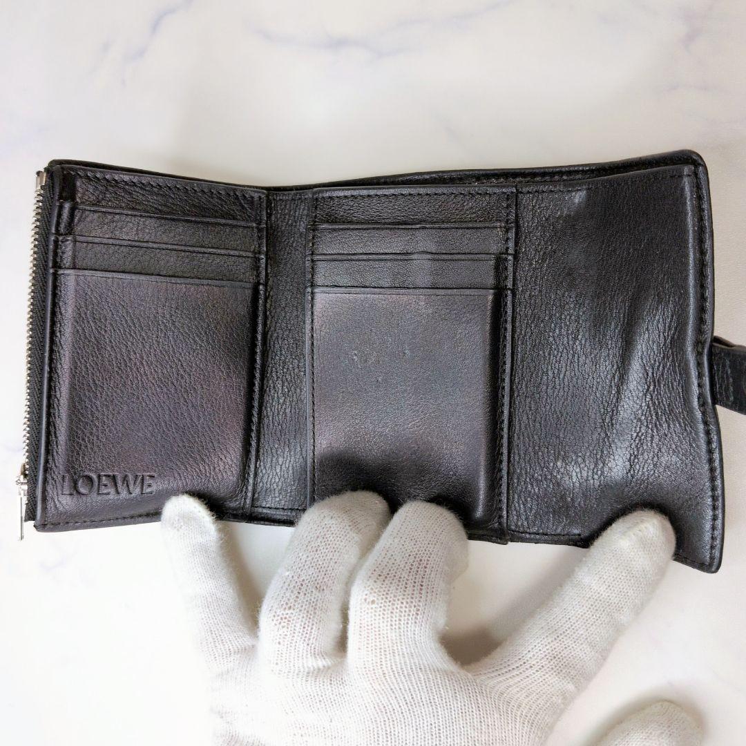ロエベ バーティカルウォレット 三つ折り財布 アナグラム ブラック 黒 箱付き