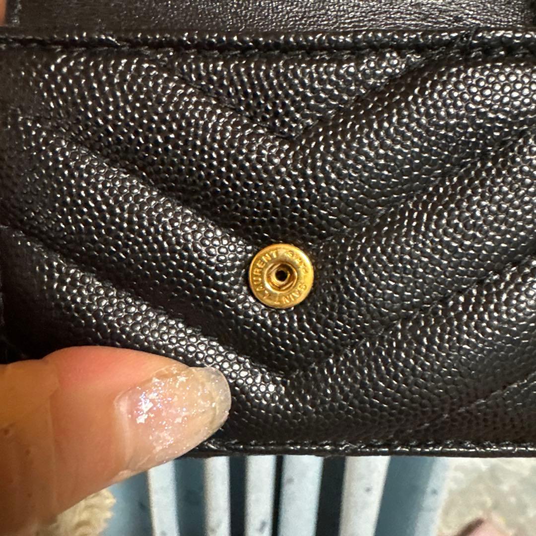 YSL ブラック 三つ折り財布 キルティング