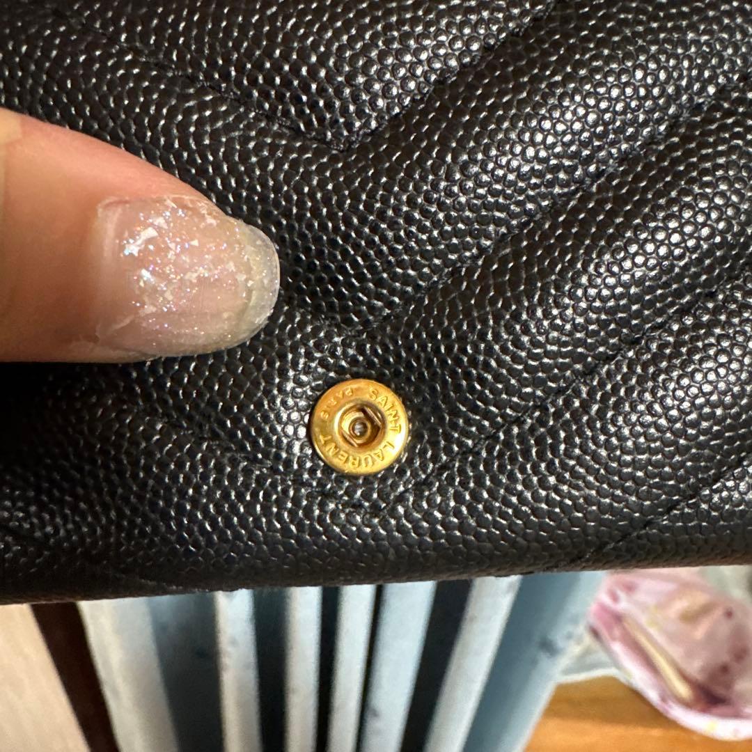 YSL ブラック 三つ折り財布 キルティング