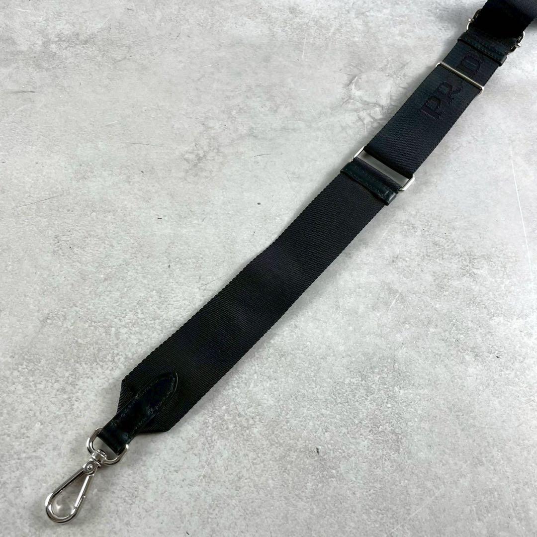 【現行未使用級】プラダ ショルダーストラップ ロゴ刺繍 バッグ用 ブラック