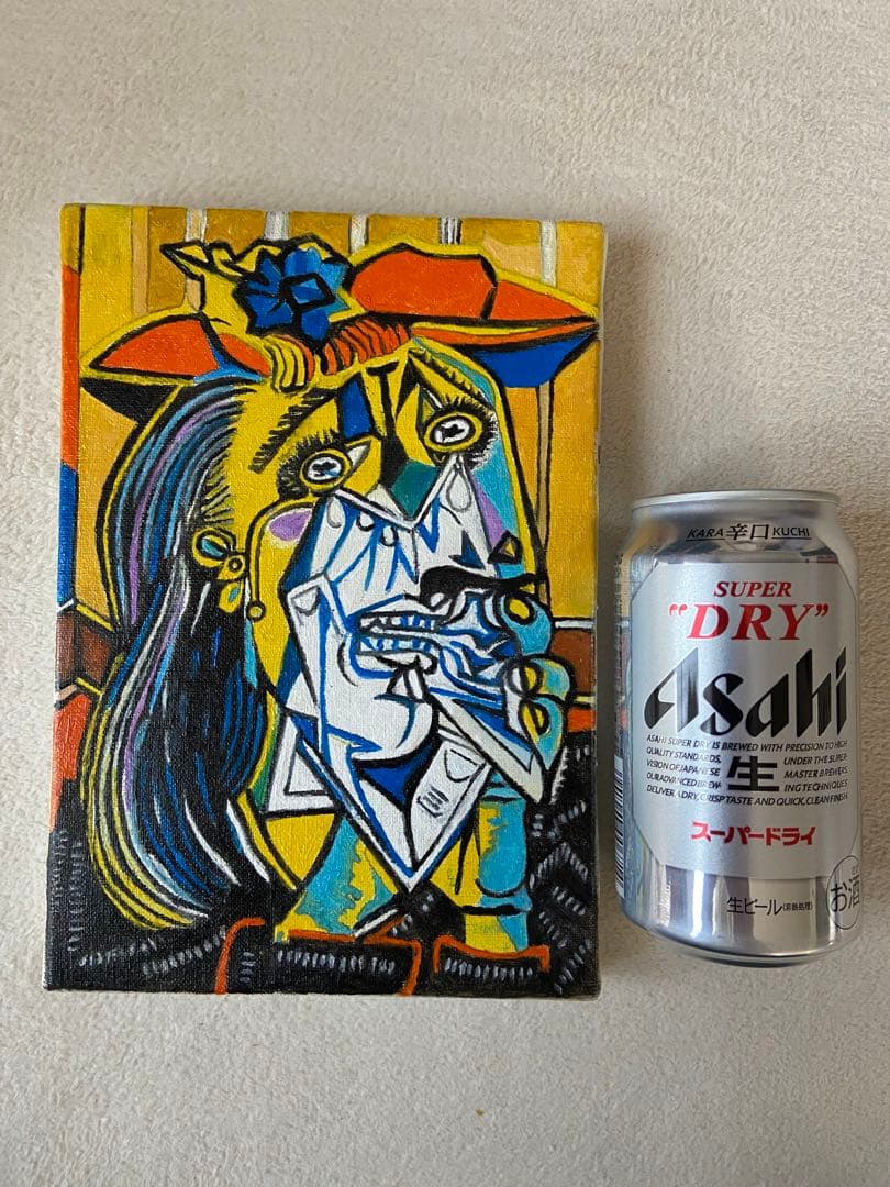 ピカソ　肉筆手描きの油絵模写画　泣く女