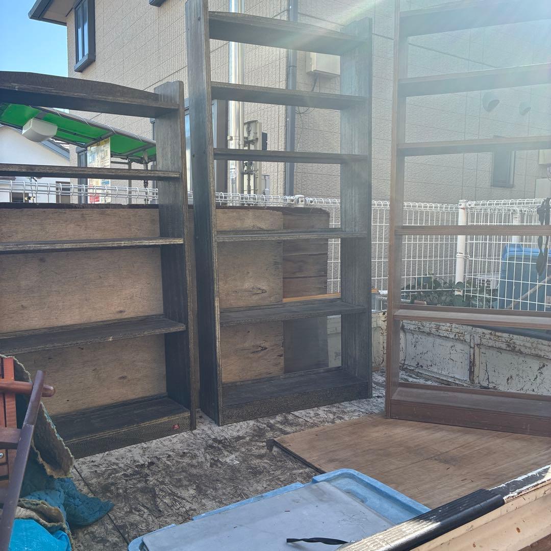 ビンテージ本棚 ビンテージ家具 昭和レトロ木製本棚 3セット