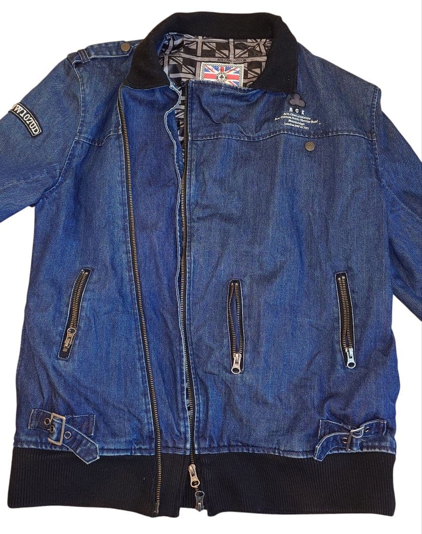 エースカフェロンドン ライダースジャケット ネイビー LLサイズ