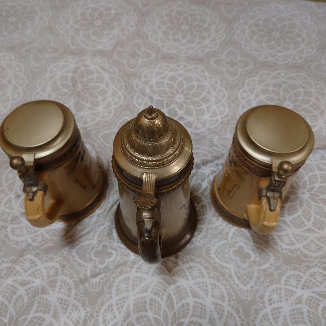 限定アンティークドイツ製ビールジョッキ 3点セット観賞用コレクション