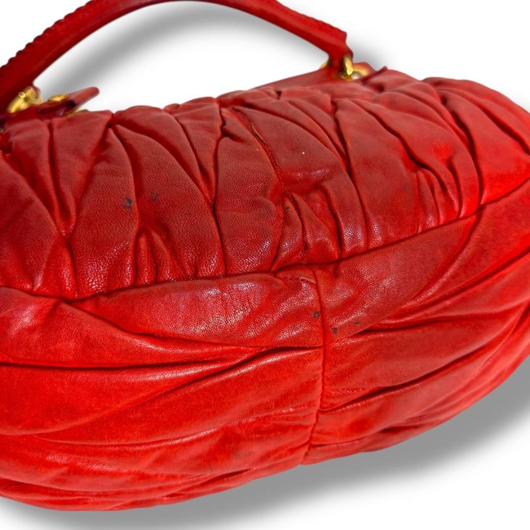 J7288 ミュウミュウ マテラッセ 2WAY ショルダーバッグ レッド Y2K