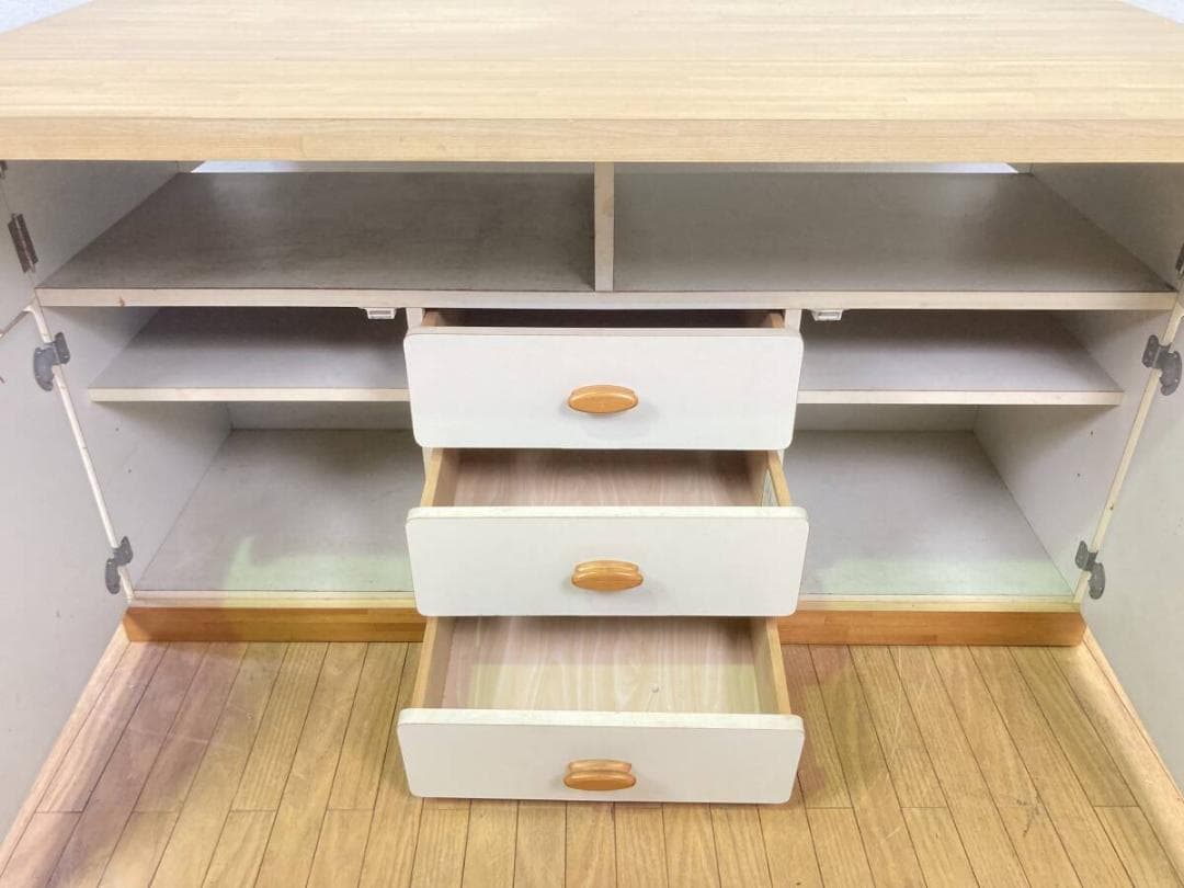 バタフライ式 収納テーブル ダイニングテーブル 作業台 レンジ台 サイドテーブル