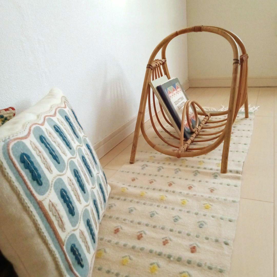 籐のマガジンラック スウェーデン 北欧 ヴィンテージ