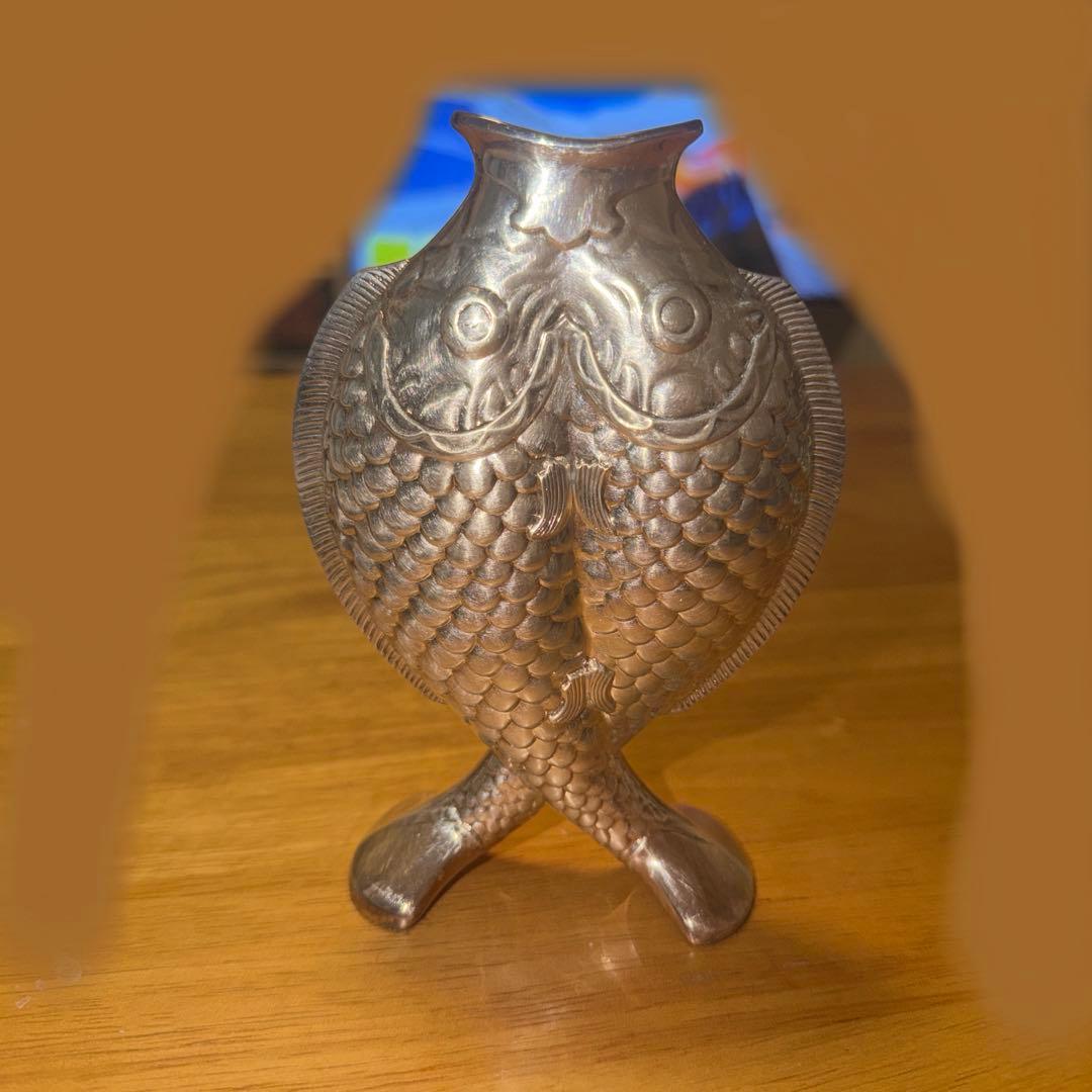 花瓶　Christofle　クリストフル 2匹　魚 花瓶花器 置物 銀製品