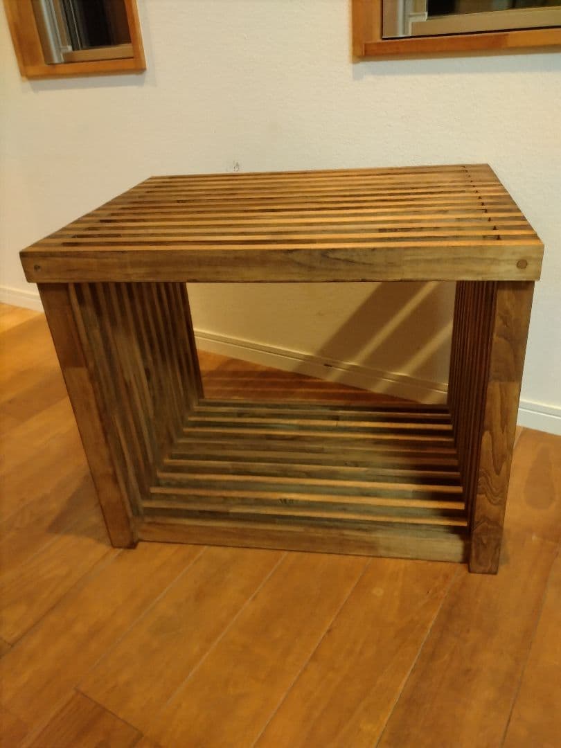 木製　ハンドメイド　オーダー　ロの字　棚　シェルフ　水槽台　アクアラック　金魚