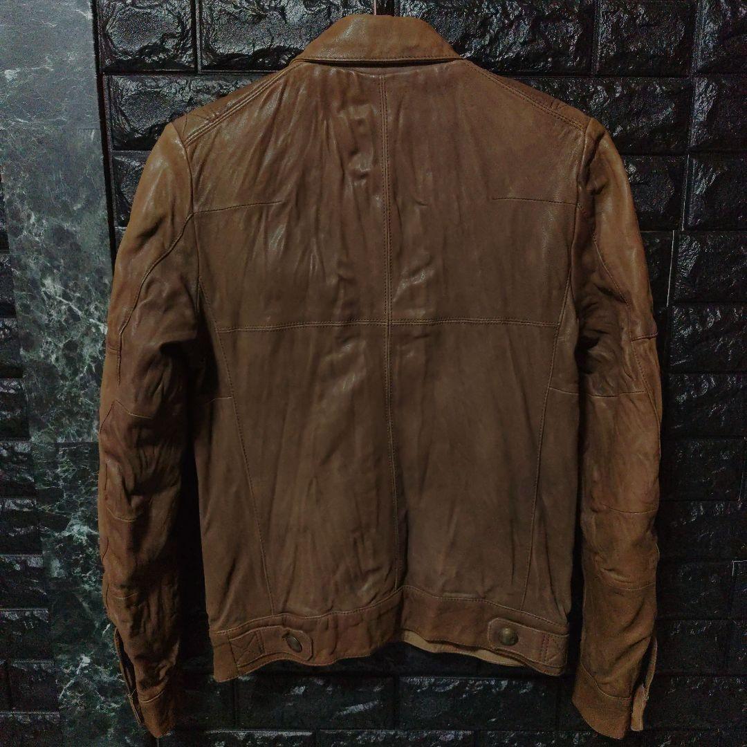 未使用に近いＳＣＨＯＲＬ アンティーク加工シングルライダース ブラウン Sz42