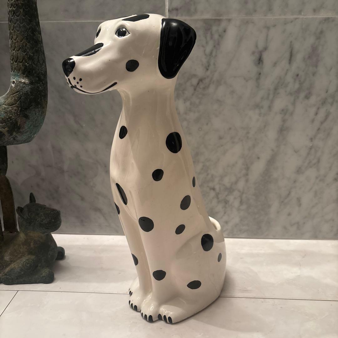 アメリカ90年代 手描きのつぶらな美しい瞳で雰囲気抜群なダルメシアンの特大陶器