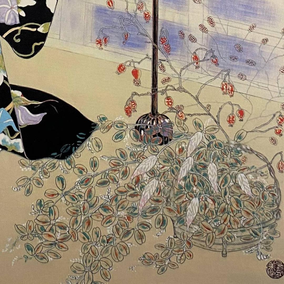 加藤登美子、【夕すずみ＝先斗町もみ華】、希少な額装用画集より、新品額装付