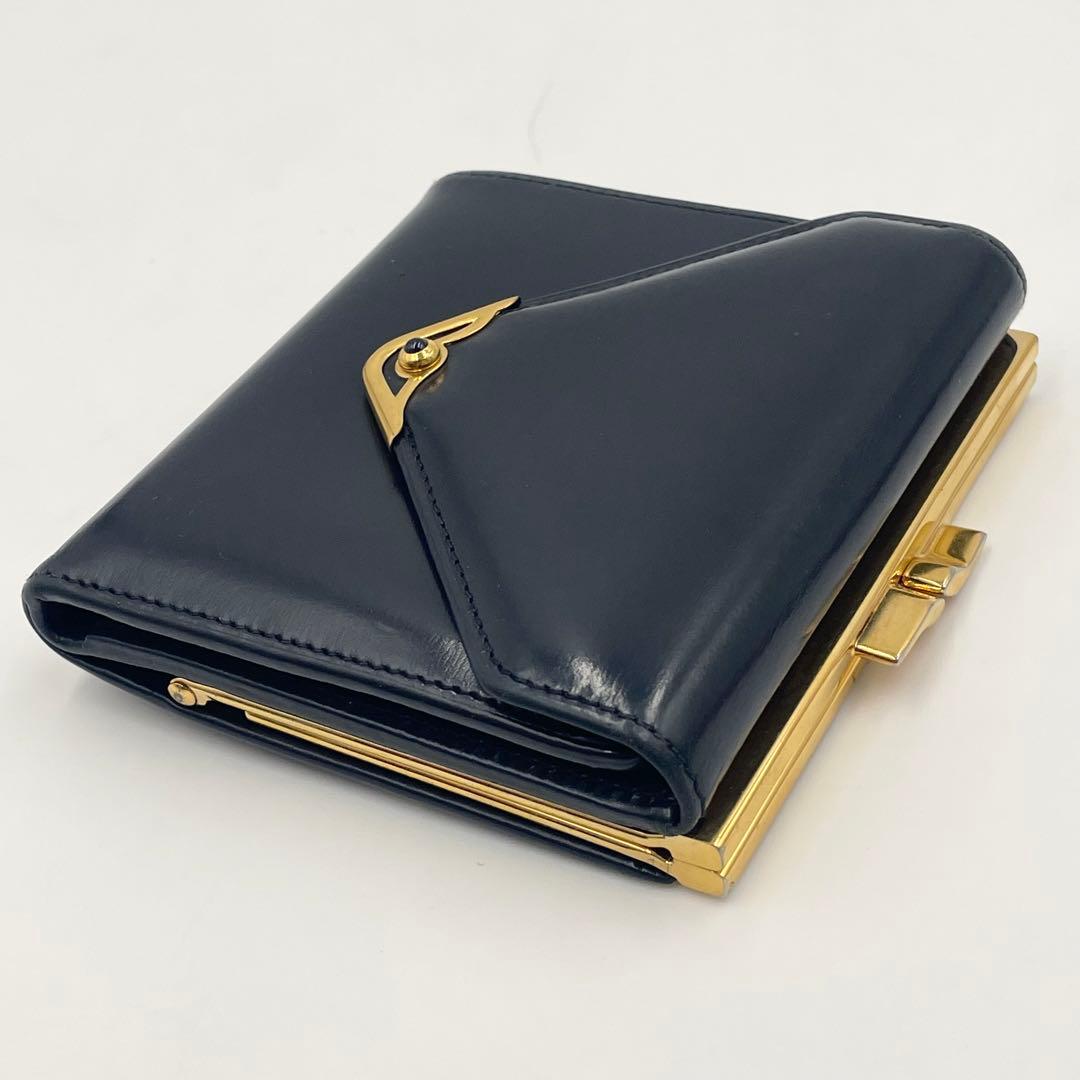 ✨美品✨カルティエ　サファイアライン コンパクト折り財布　ダークネイビー　がま口