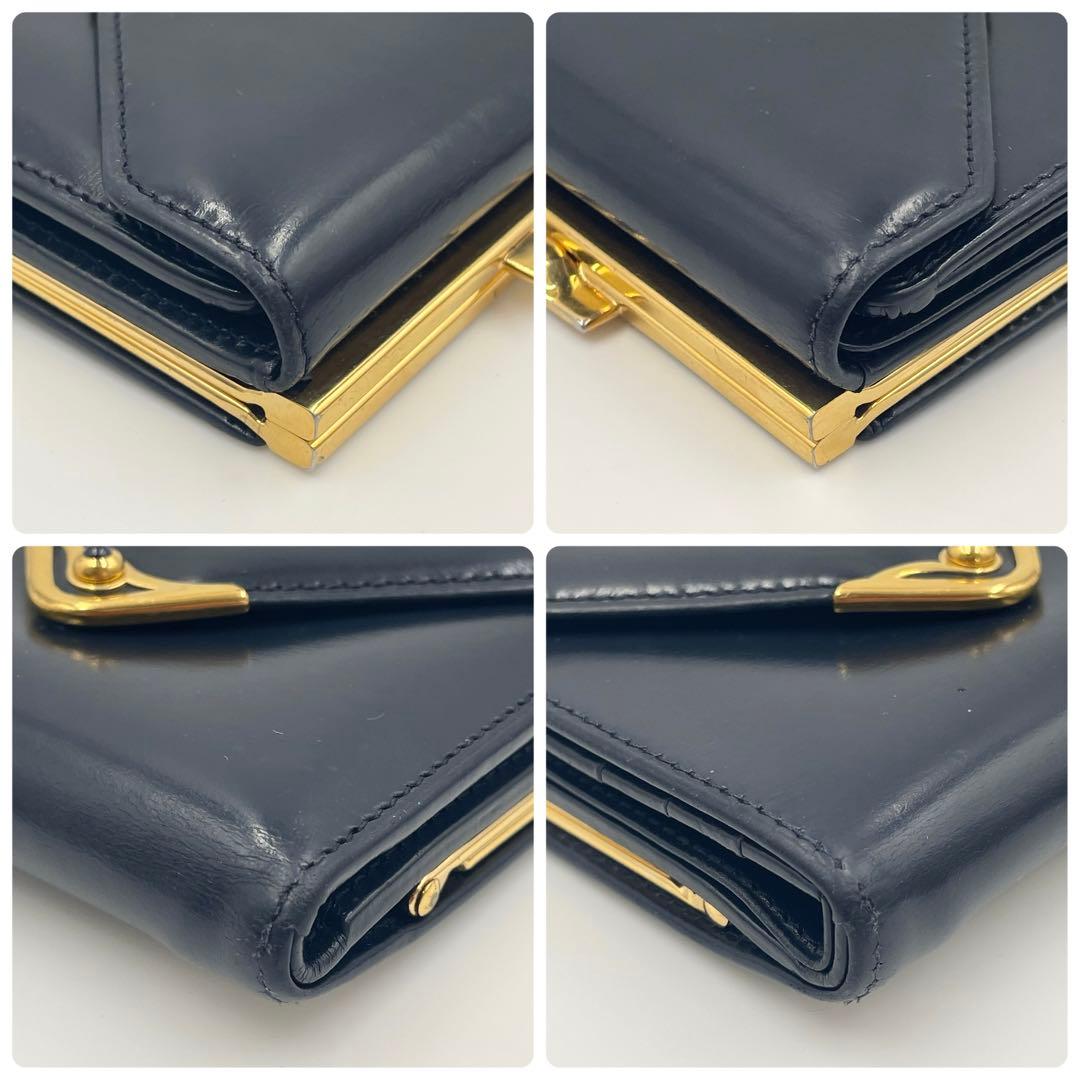 ✨美品✨カルティエ　サファイアライン コンパクト折り財布　ダークネイビー　がま口