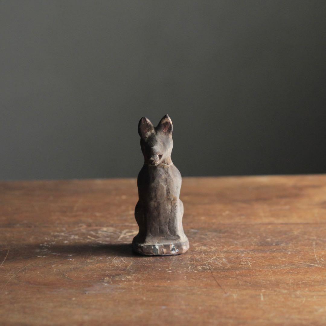 古い 土人形 お稲荷さん 割れ補修あり 郷土人形 民芸 古道具 アンティーク 狐