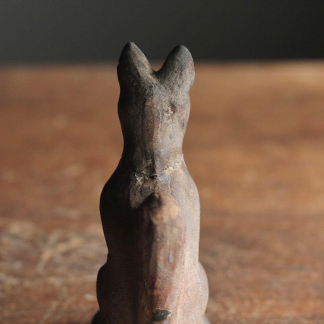 古い 土人形 お稲荷さん 割れ補修あり 郷土人形 民芸 古道具 アンティーク 狐