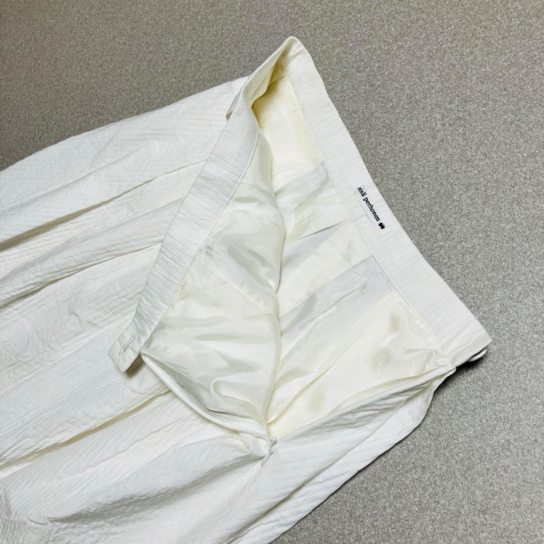 ミナペルホネン sky shadow プリーツスカート 白