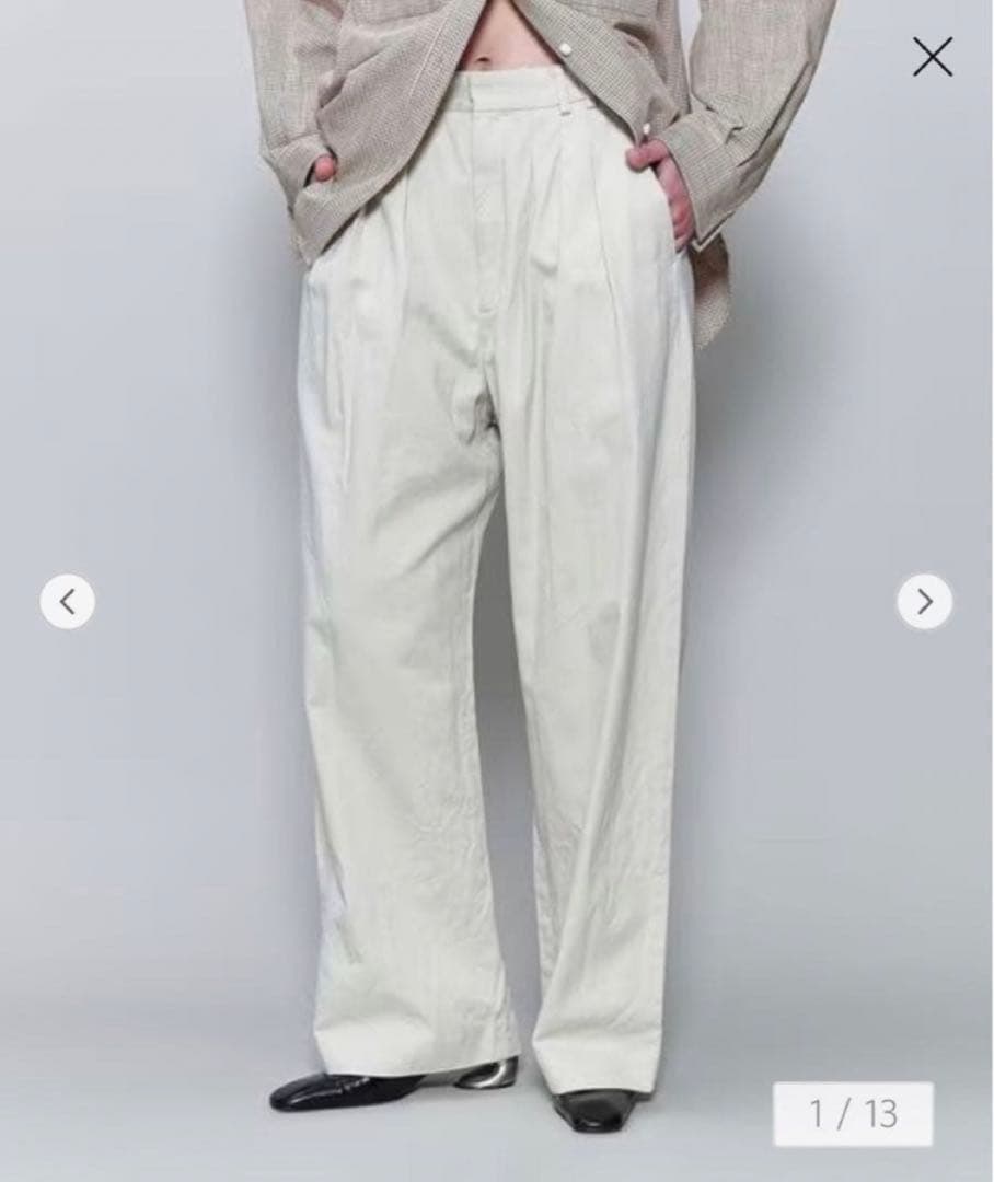 ロク　ベージュ　コットンレーヨンタックパンツ　34サイズ　M相当