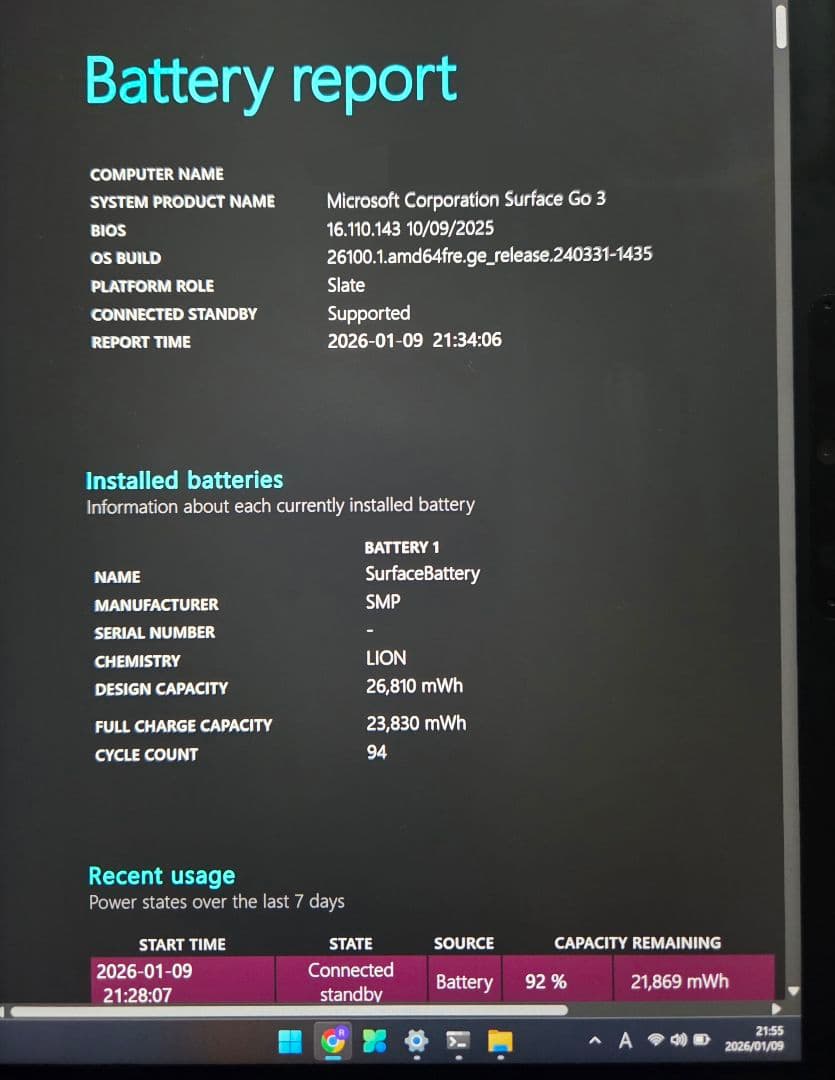 ​美品バッテリー良好 Surface Go 3 8GB 128GB キーボード付