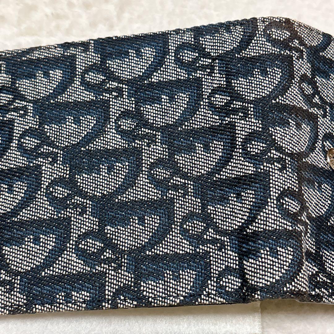 クリスチャン ディオール トロッター柄 二つ折り財布　ネイビー