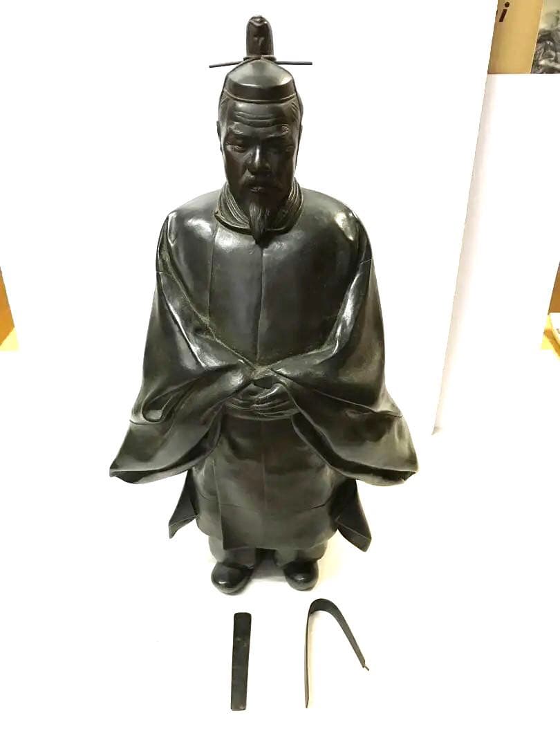[高秋作]銅製:貴人像置物