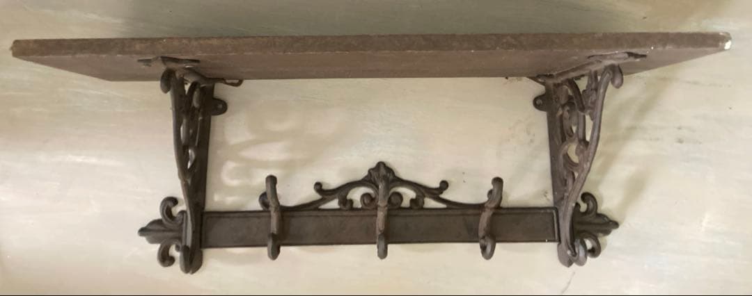 【レア】ヴィンテージ フレンチカントリー　ウォールシェルフ　フック付き