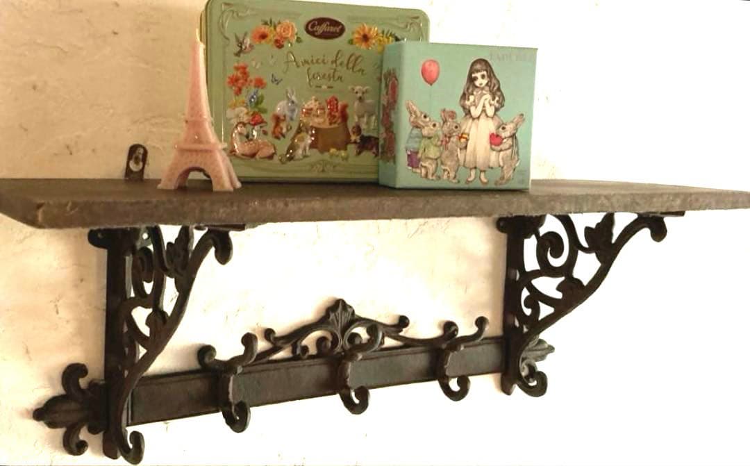 【レア】ヴィンテージ フレンチカントリー　ウォールシェルフ　フック付き