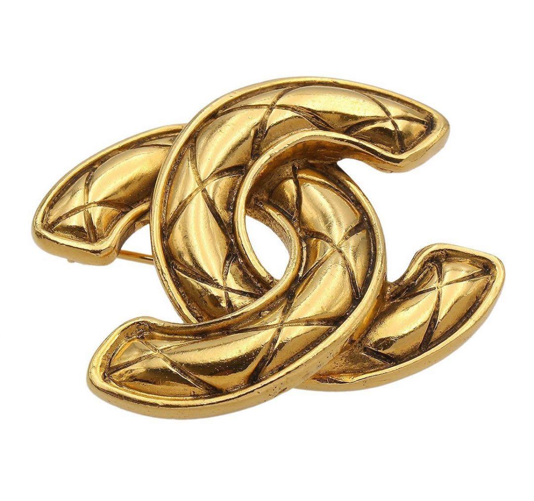 K2845 美品!! シャネル マトラッセ柄 ココマーク ブローチ