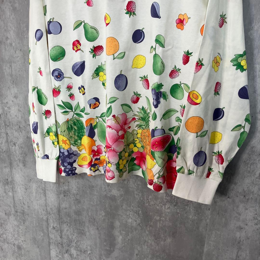 LEONARD フルーツ柄 長袖ポロシャツ LL