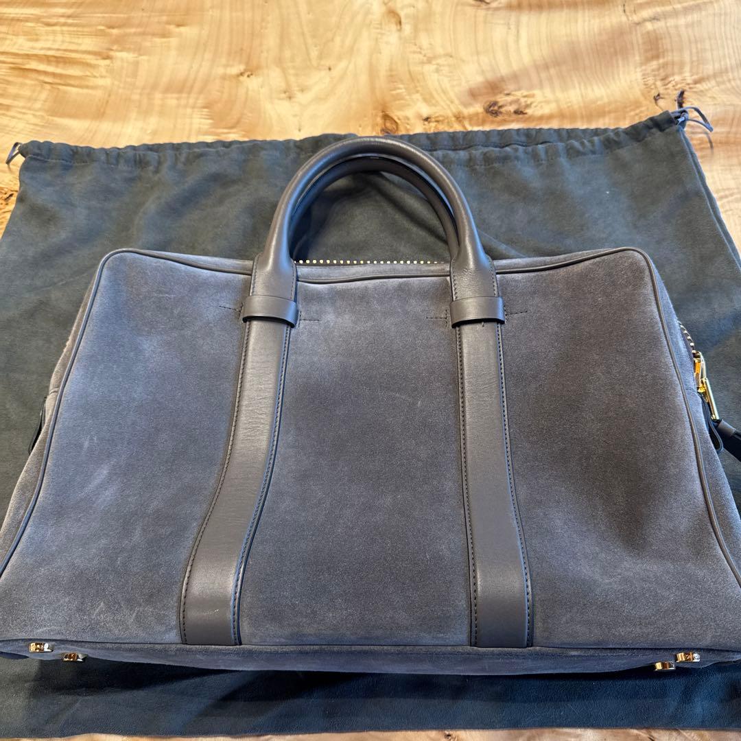 トムフォードグレー スエード ビジネスバッグ