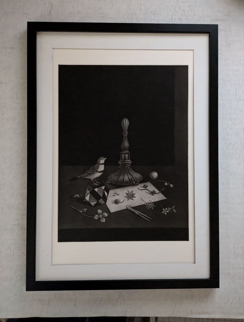 l長谷川潔の500部限定作品　「飼いならされた小鳥、花と種」真作保証