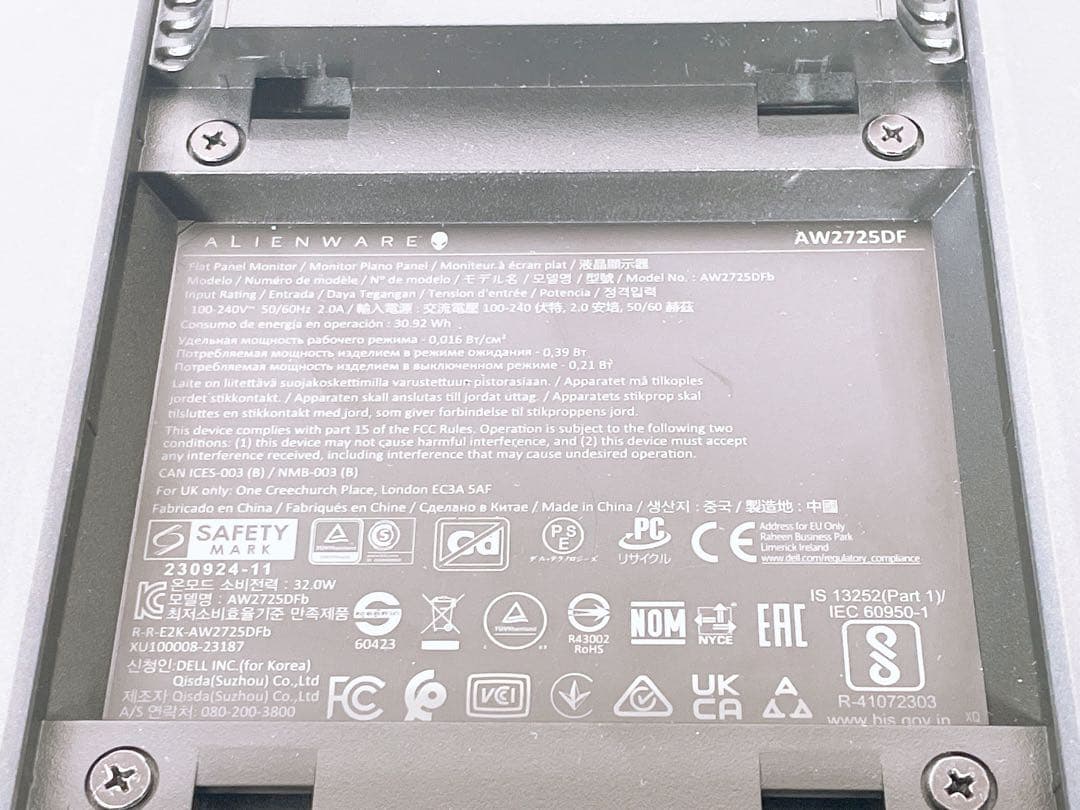 Dell 有機EL ゲーミングモニター ALIENWARE AW2725DF