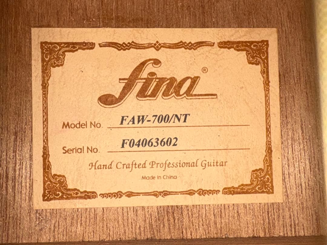 Fina アコースティックギター　FAW-700/NT 良品　1931-01-1