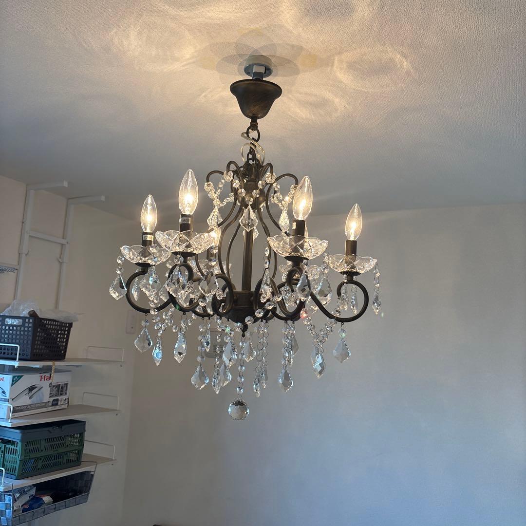 クリスタル ブラックシャンデリア 6灯 60W