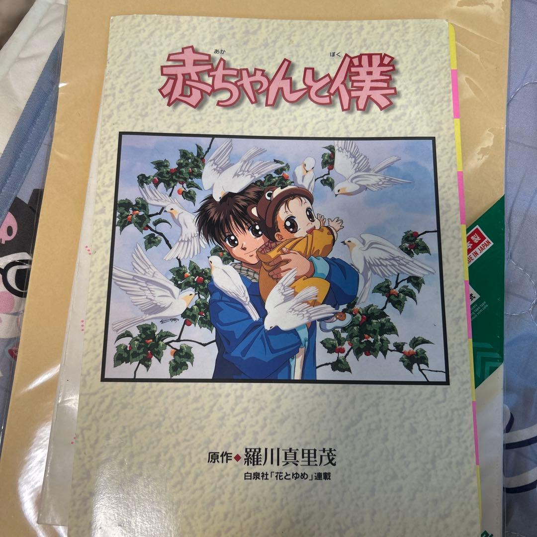 赤ちゃんと僕 直筆サイン色紙2枚、リーフレット、サイン付き紙バッグ　羅川真里茂