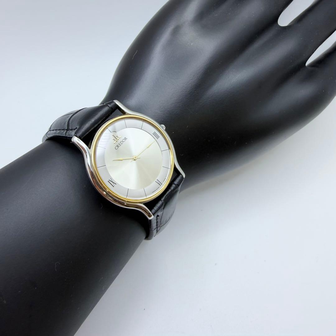 【稼働 新品電池】セイコー クレドール 18KT クォーツ 5A74-0020