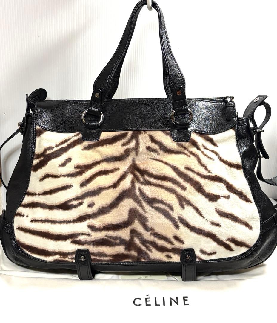 未使用近■ セリーヌ CELINE ハラコ2way アニマル柄 バッグ