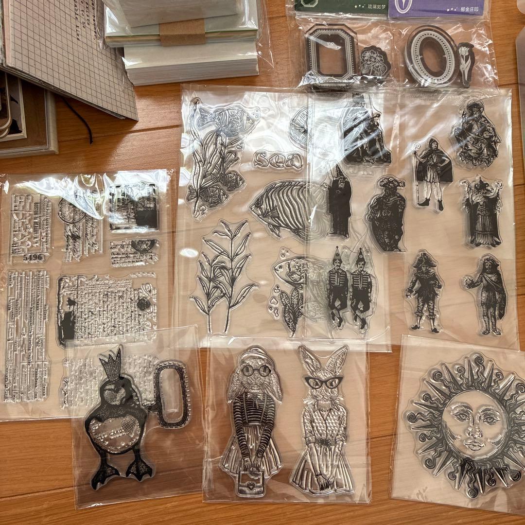 紙モノ　コラージュ素材　ノート　スタンプ　おすそわけファイル　ジャンクジャーナル