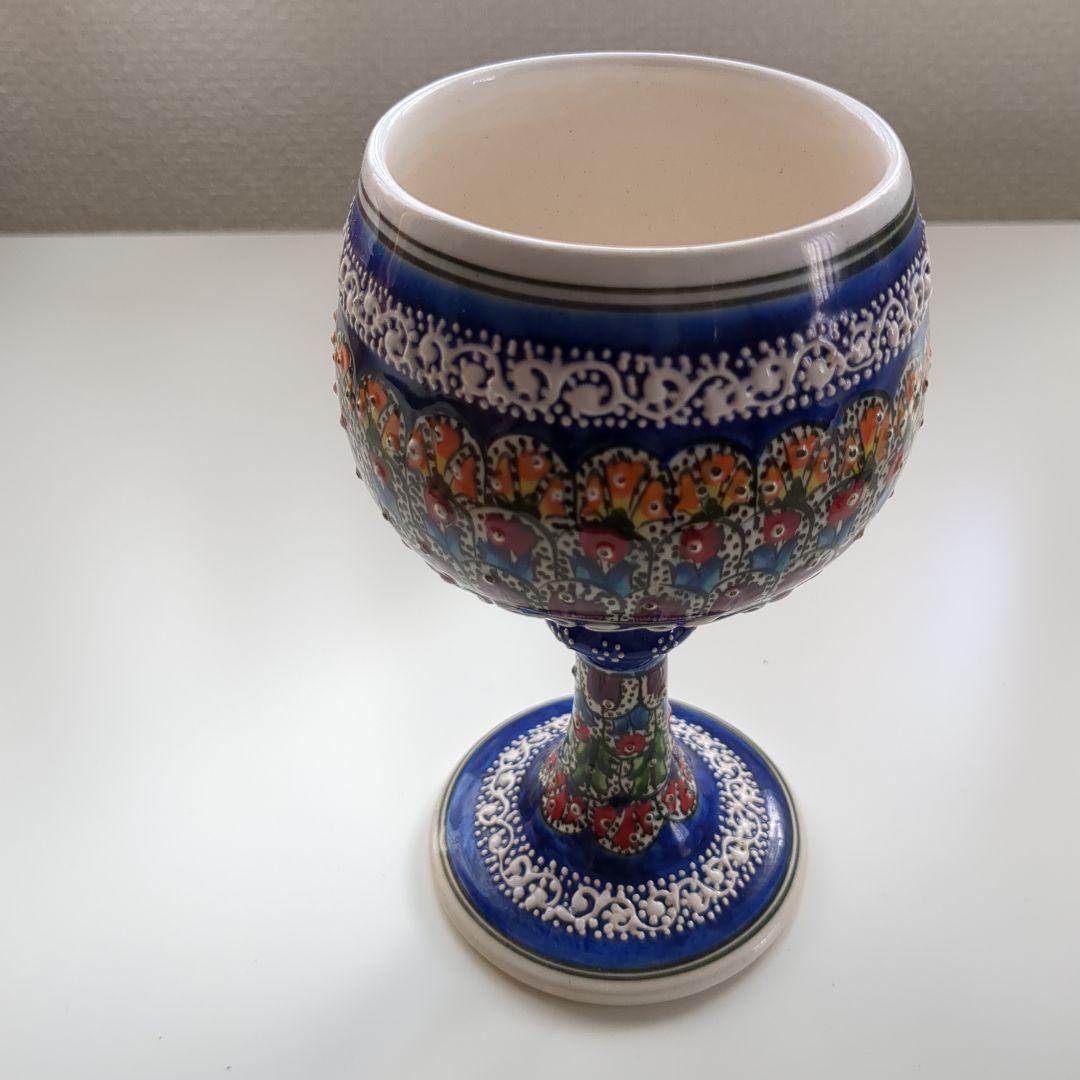 トルコ【カッパドキア】　陶器デキャンタとワイングラスセット