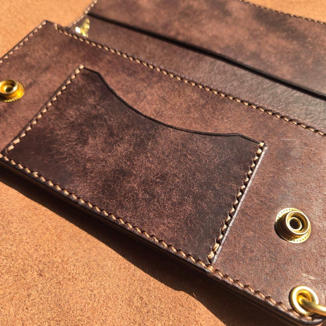 135ロング　トラッカーウォレット　イタリアンレザーMARGOT【ダークブラウン