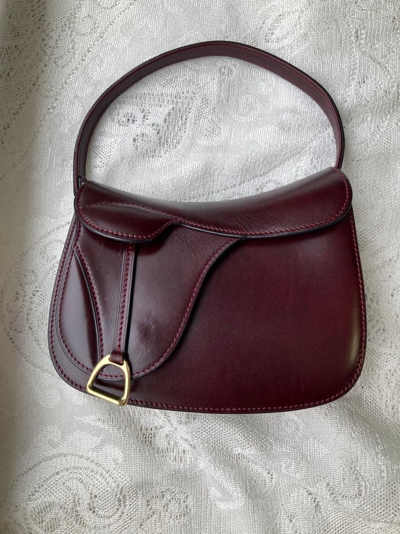いたがき　バーガンディ レザー ハンドバッグ
