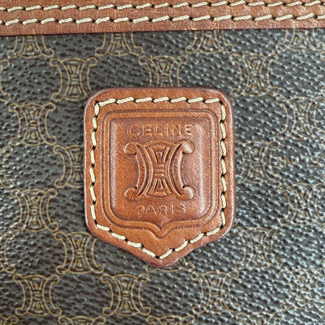 CELINE セリーヌ バニティバッグ マカダム柄 トリオンフ PVC ブラウン