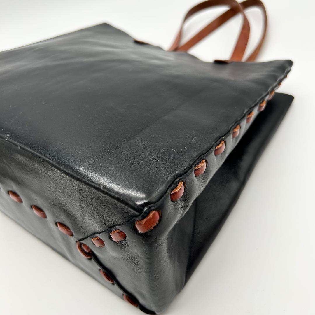 美品 アンリークイール Henry Cuir ハンドバッグ　犬 刺繍 黒