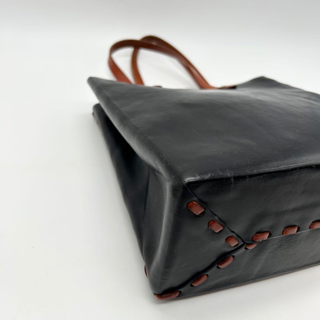 美品 アンリークイール Henry Cuir ハンドバッグ　犬 刺繍 黒